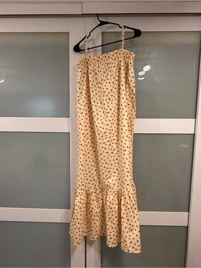 WeWoreWhat Cream Midi Dress with Tiny Brown Floral Print